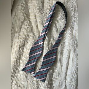 Striped Red and Gray Bow Tie